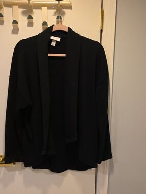 Pure Energy Black Open-Front Shawl Cardigan for Women